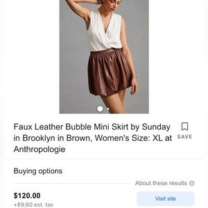 Anthropologie Faux Leather Bubble Mini Skirt (brown)